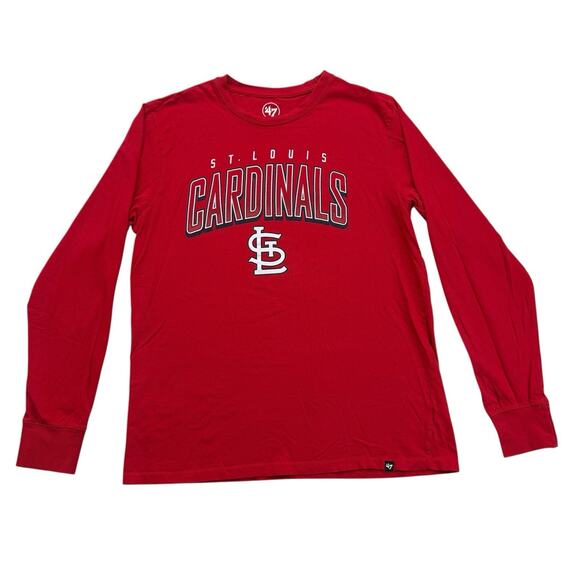 St Louis Cardinals Shirt Mens Large L Red Long Sleeve '47 MLB Baseball - Picture 1 of 11